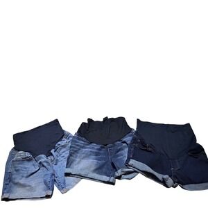Maternity Shorts 3pc Bundle Denim Belly Band Summer Medium